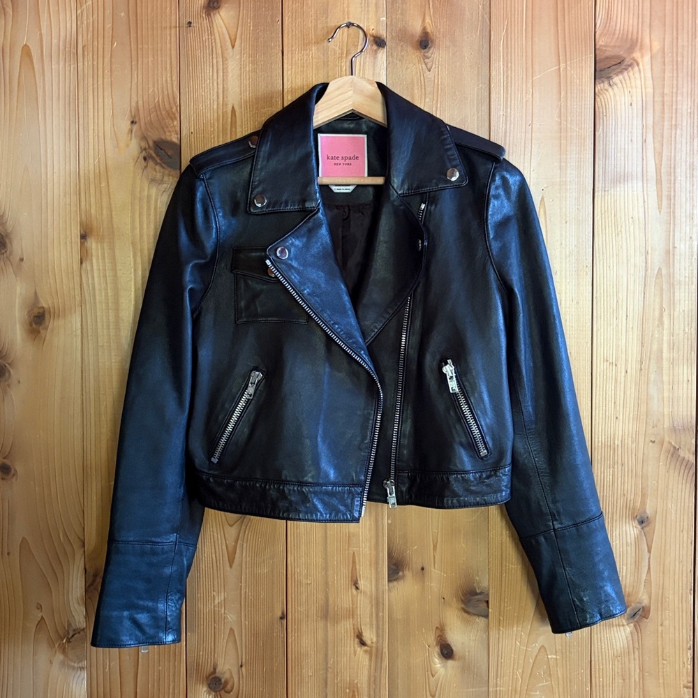 KATE SPADE LEATHER MOTO JACKET - Picture 3 of 6